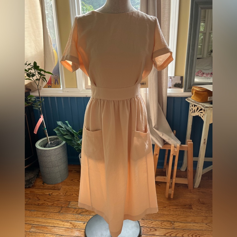 Sezane Soft Peach Midi Dress Odalie size 36